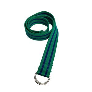 Polo Ralph Lauren Youth Size 10 Green Blue Striped D-Ring Ribbon Belt USA
